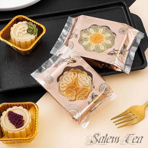 100 Túi Hàn Miệng Màu Vàng Kim Đựng Bánh Kẹo, Trà