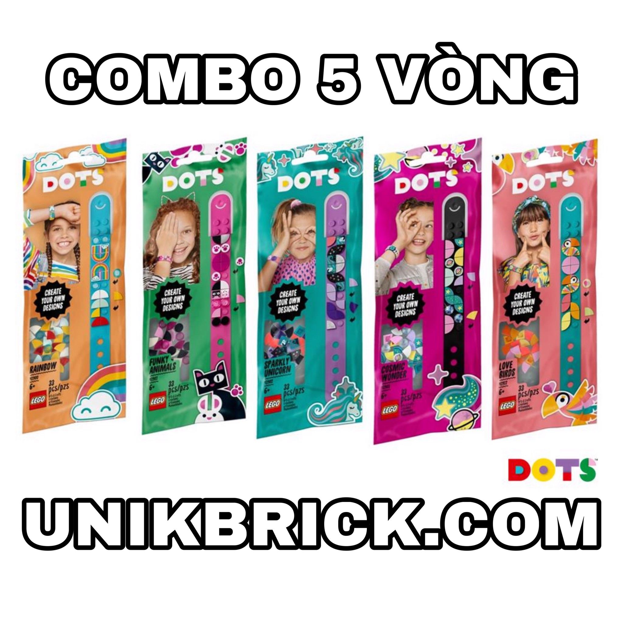 [CÓ HÀNG] LEGO DOTS Combo 5 Bracelets 41900 41901 41902 41903 41912