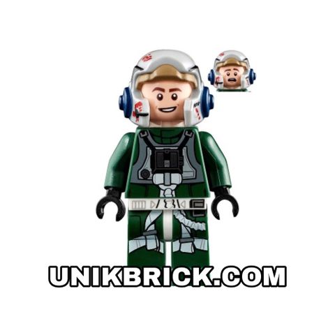  [ORDER ITEMS] LEGO Rebel Pilot A-wing Open Helmet Dark Green Jumpsuit Smile Arvel Crynyd 