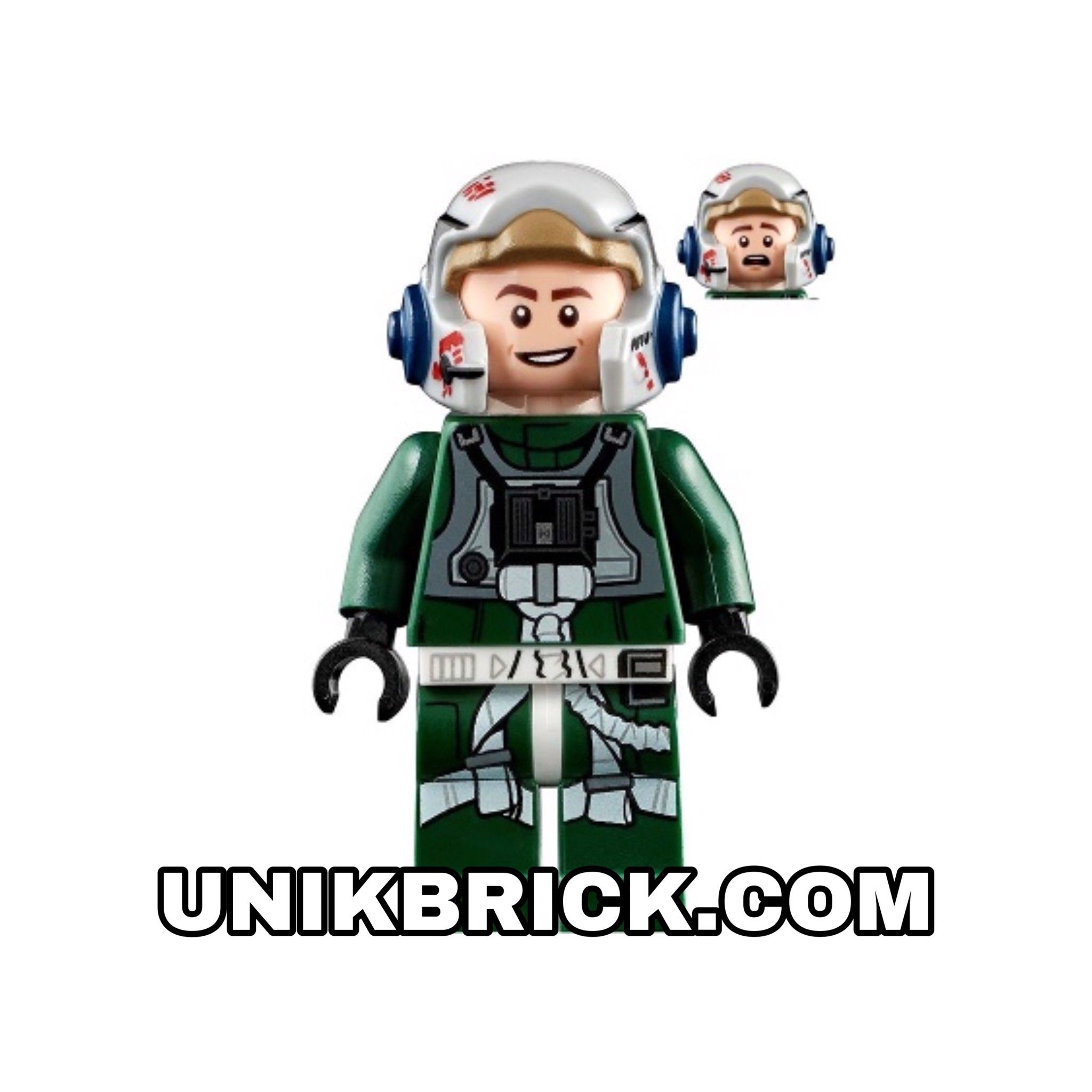 [ORDER ITEMS] LEGO Rebel Pilot A-wing Open Helmet Dark Green Jumpsuit Smile Arvel Crynyd