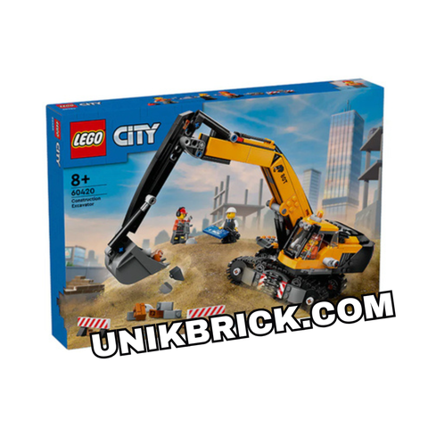  [CÓ HÀNG] LEGO City 60420 Yellow Construction Excavator Đồ Chơi Lắp Ráp Máy Đào Bánh Xích 