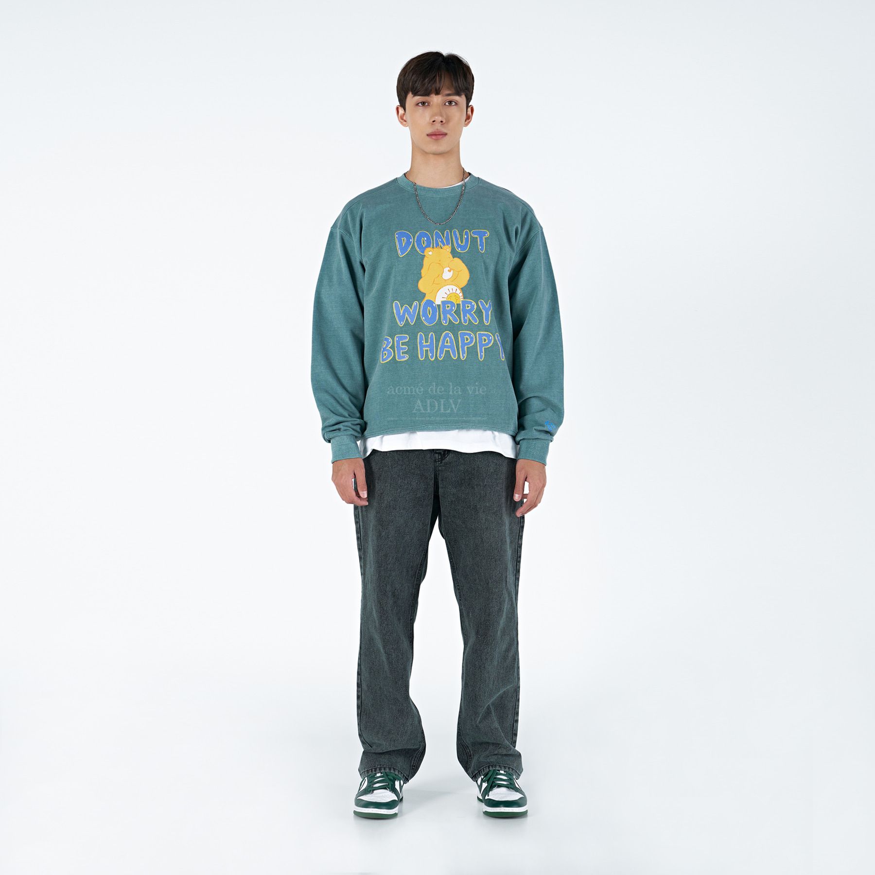  Áo Sweater ADLV [Acmé de la vie x Care Bear] - DONUT WORRY SWEATSHIRTS WASHING GREEN 