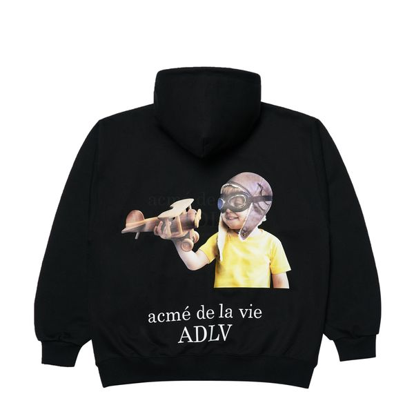  Hoodie Acmé de la vie - ADLV BABY FACE ZIP-UP PILOT BLACK 