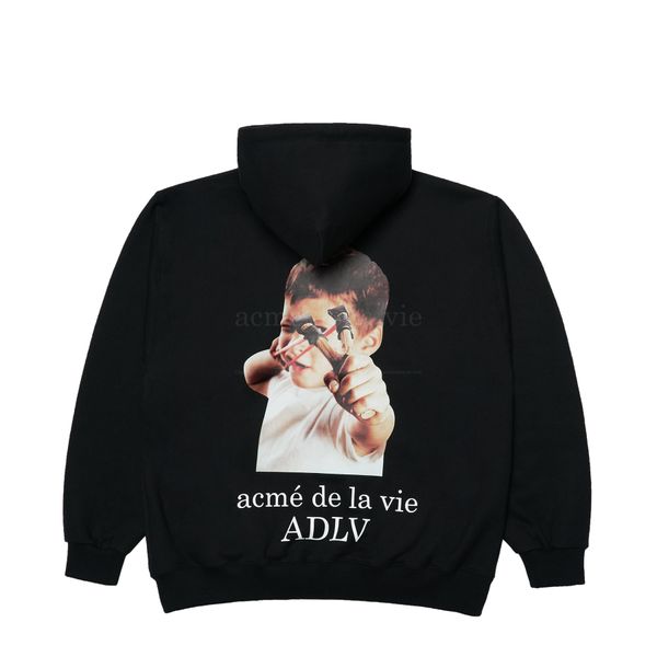  Hoodie Acmé de la vie - ADLV BABY FACE ZIPUP SLINGSHOT BLACK 