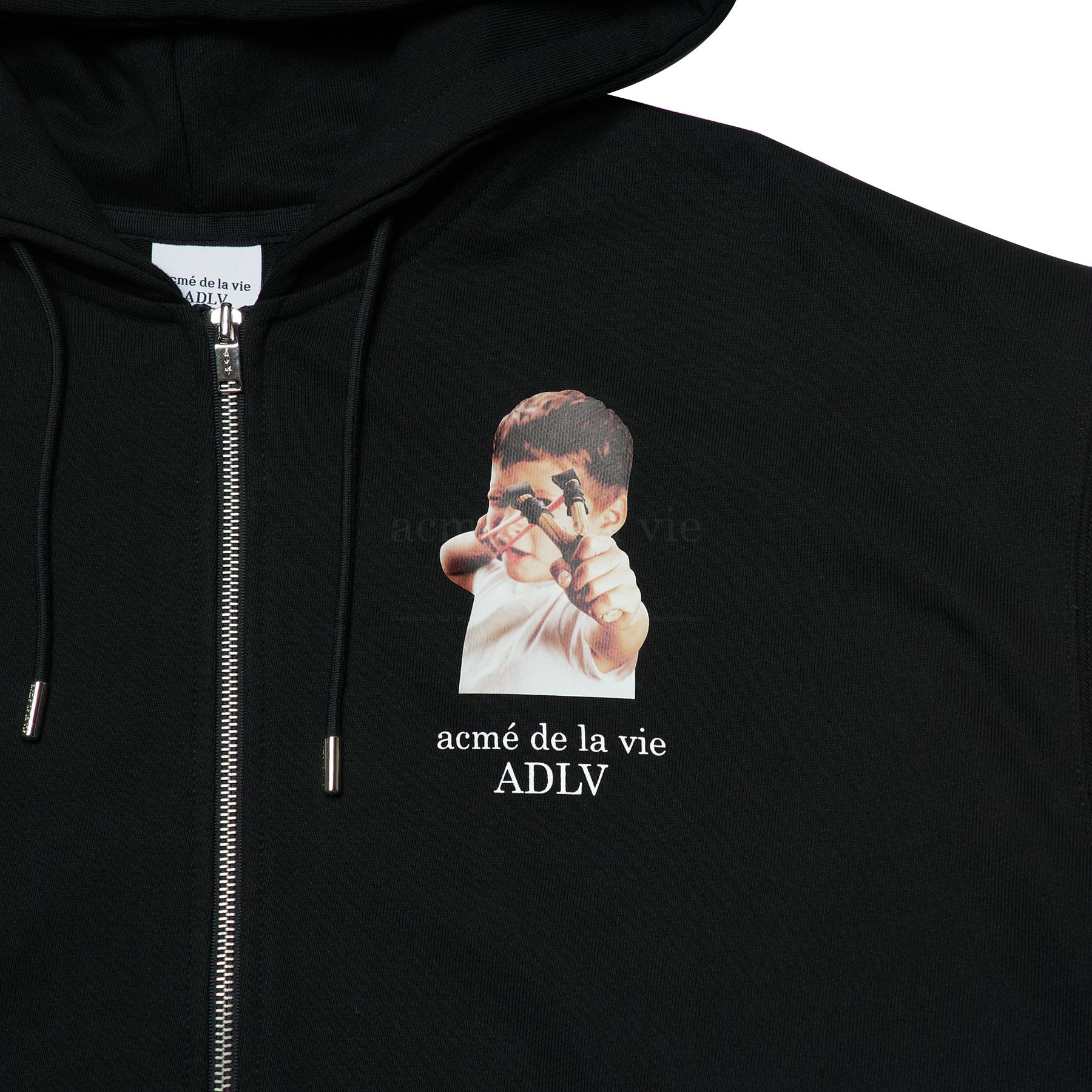  Hoodie Acmé de la vie - ADLV BABY FACE ZIPUP SLINGSHOT BLACK 