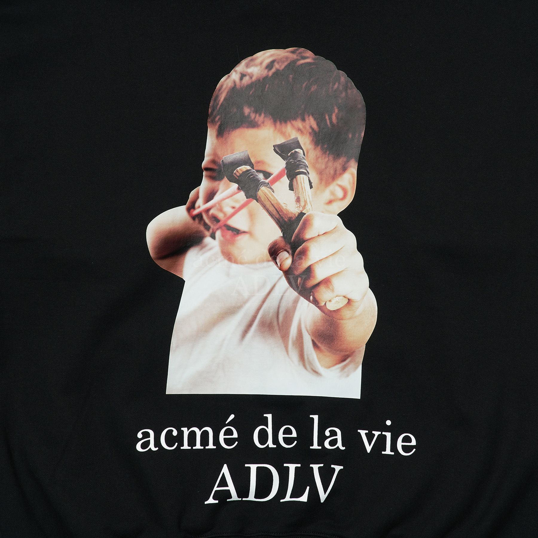  Hoodie Acmé de la vie - ADLV BABY FACE ZIPUP SLINGSHOT BLACK 