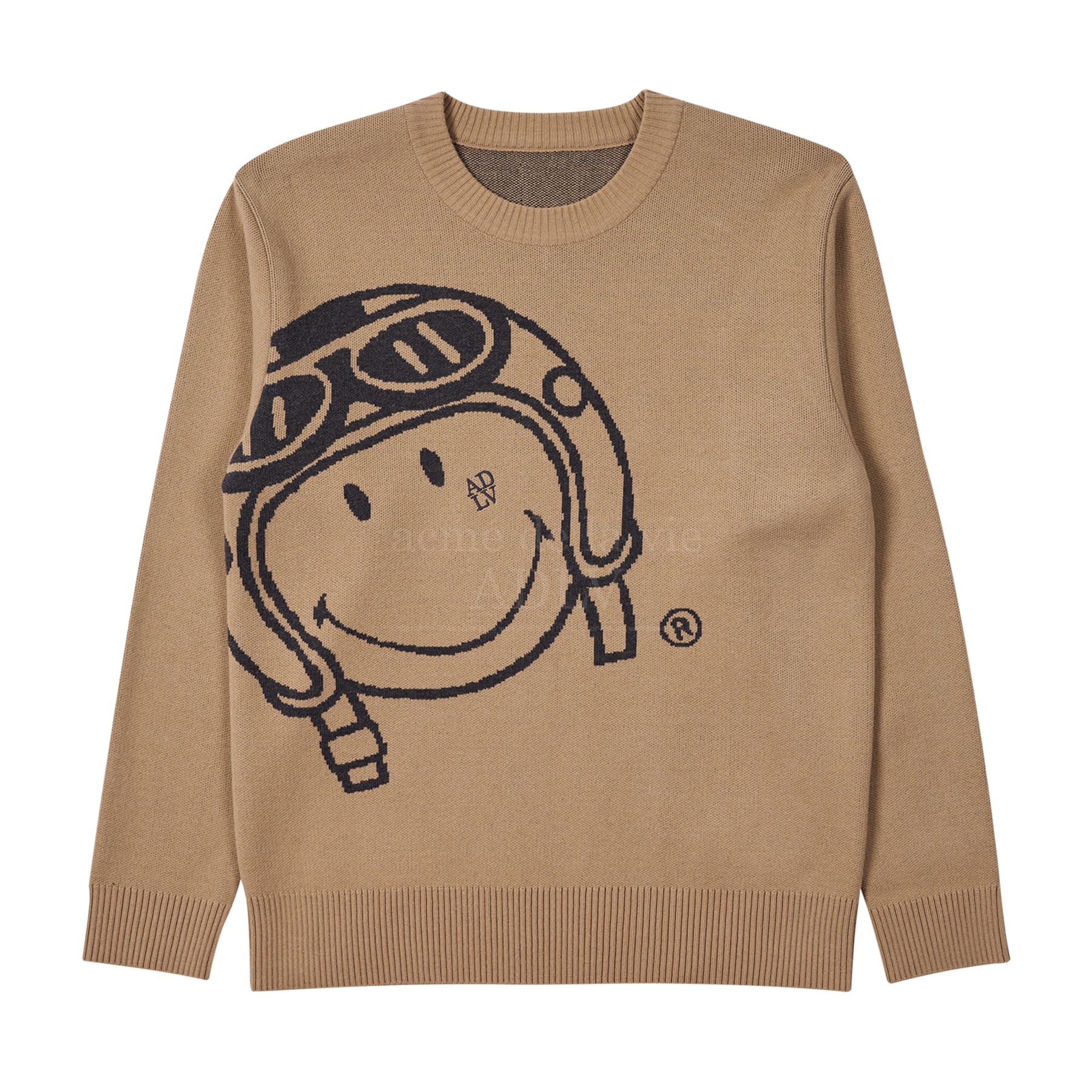  Áo Sweater Acmé de la vie - ACME DE LA VIE X Smiley® BIKER SMILEY FRONT ARTWORK KNIT BEIGE 