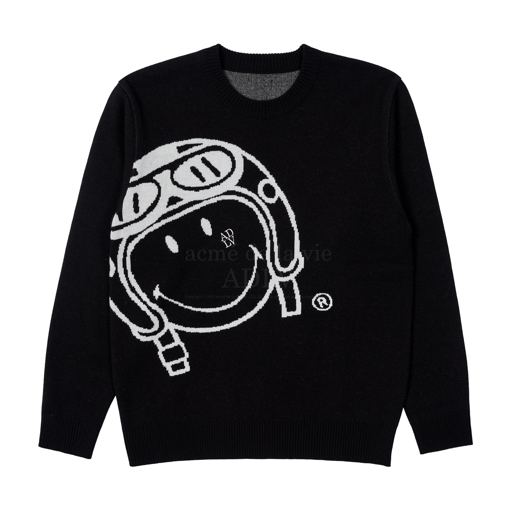 Áo Sweater Acmé de la vie - ACME DE LA VIE X Smiley® BIKER SMILEY FRONT  ARTWORK KNIT BLACK