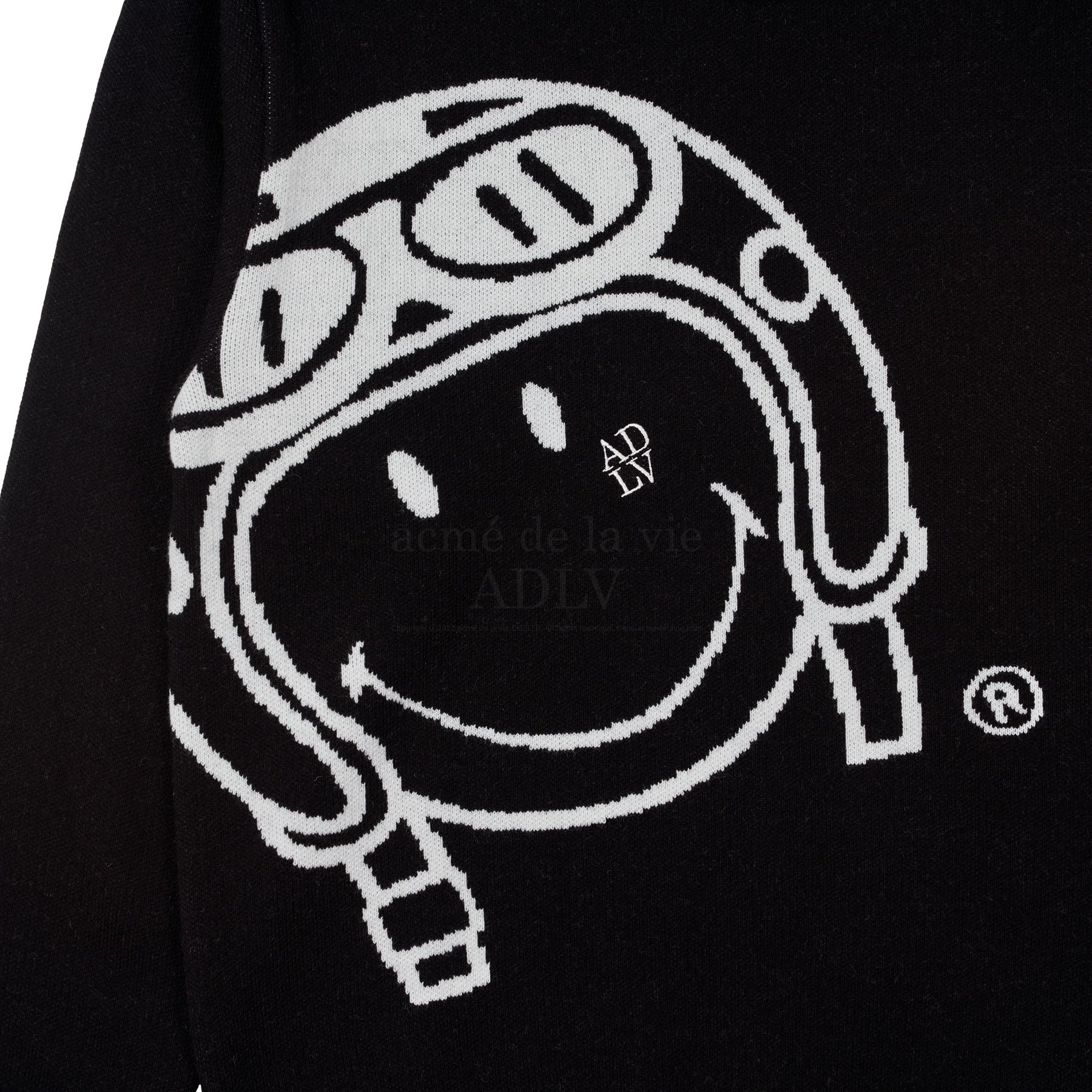  Áo Sweater Acmé de la vie - ACME DE LA VIE X Smiley® BIKER SMILEY FRONT ARTWORK KNIT BLACK 