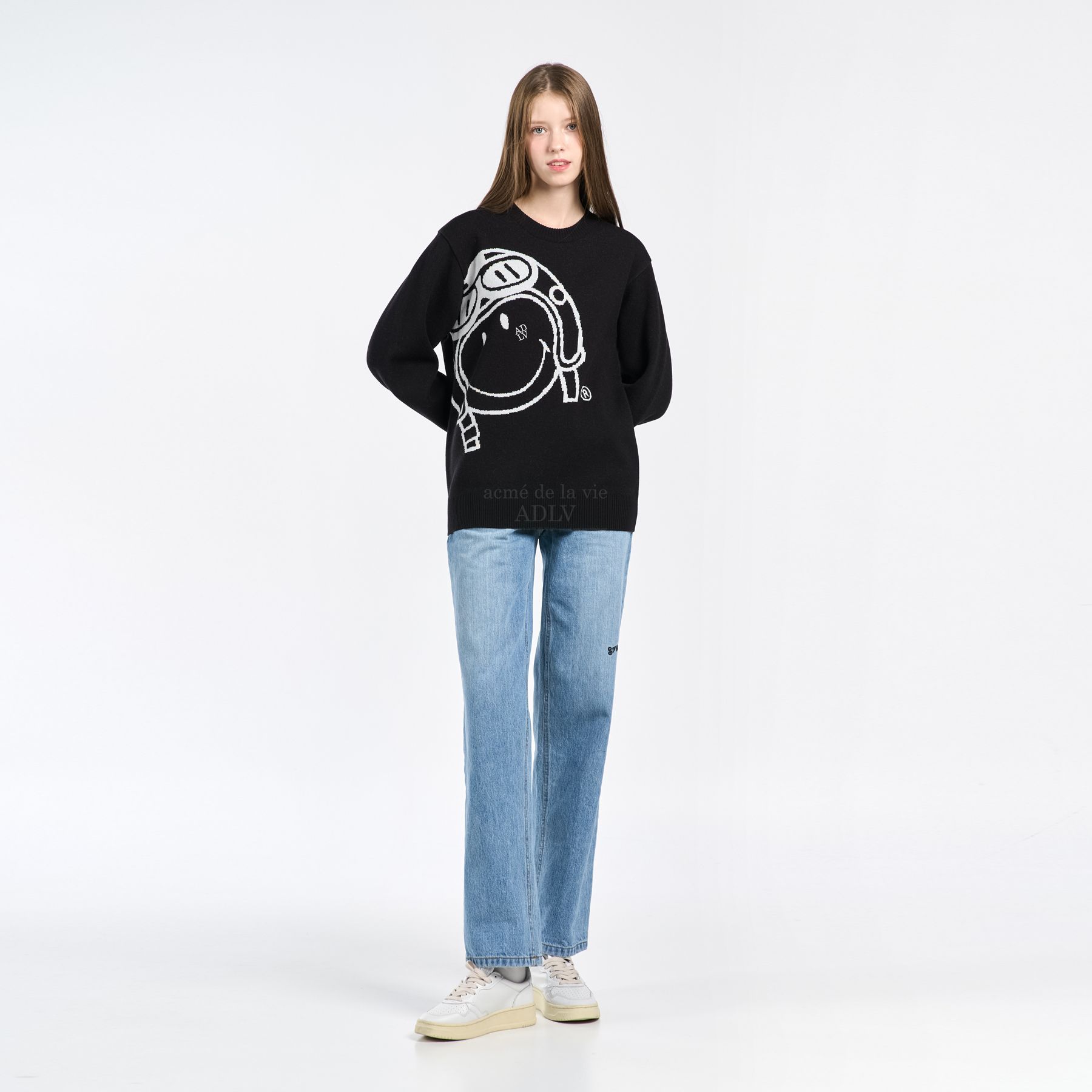Áo Sweater - ADLV X Smiley® BIKER SMILEY FRONT ARTWORK KNIT