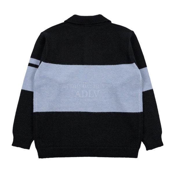  Áo Sweater Acmé de la vie - STRIPE POLO COLLAR KNIT BLACK 