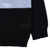  Áo Sweater Acmé de la vie - STRIPE POLO COLLAR KNIT BLACK 