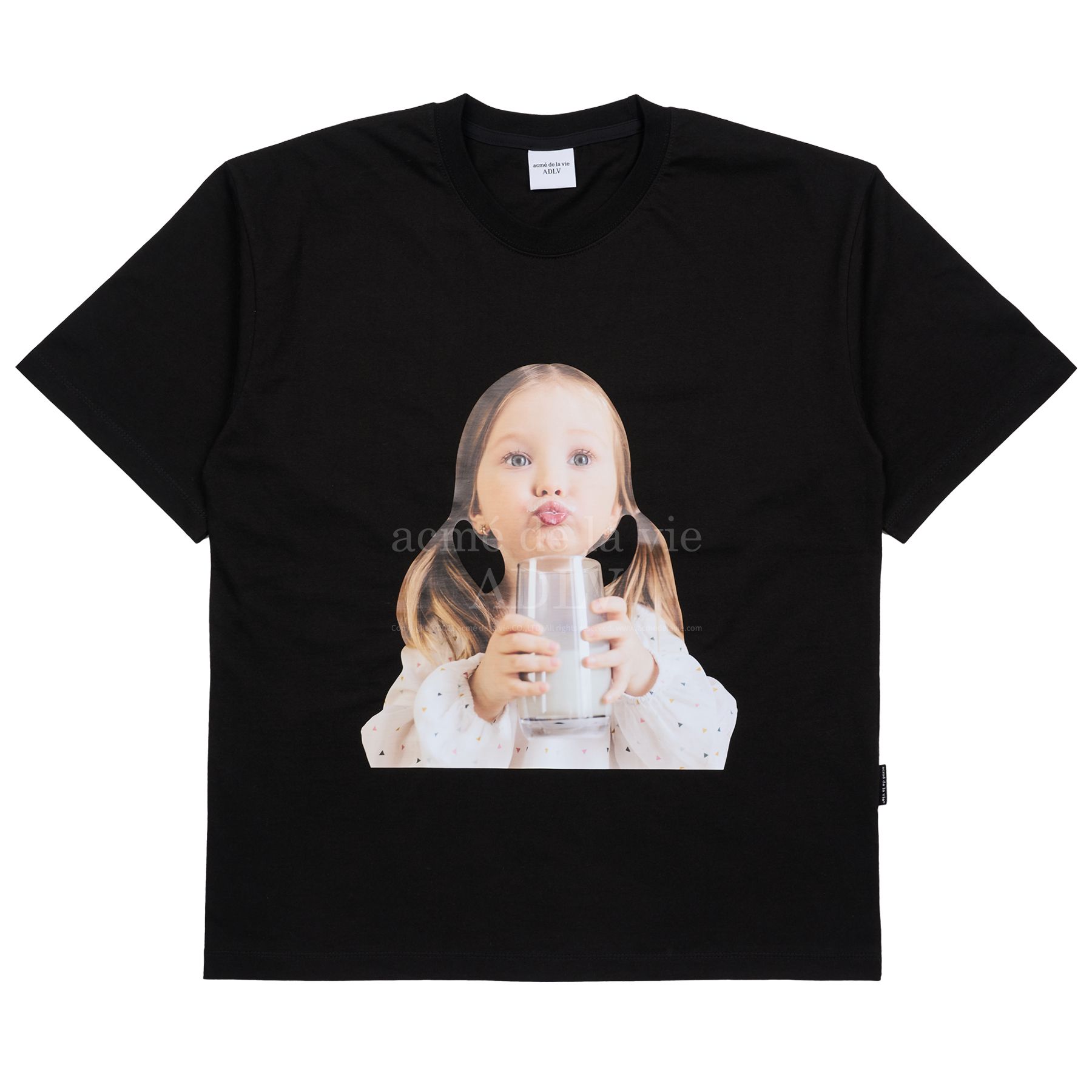  Áo thun Acmé de la vie - BABY FACE MILK GIRL SHORT SLEEVE T-SHIRT BLACK 