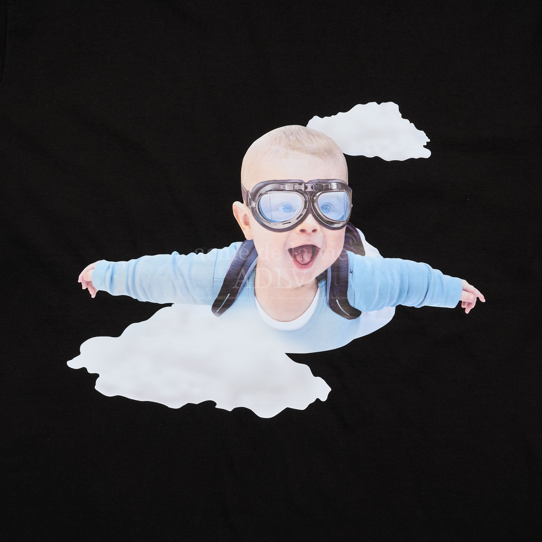  Áo thun Acmé de la vie - BABY FACE SKYDIVING SHORT SLEEVE T-SHIRT BLACK 