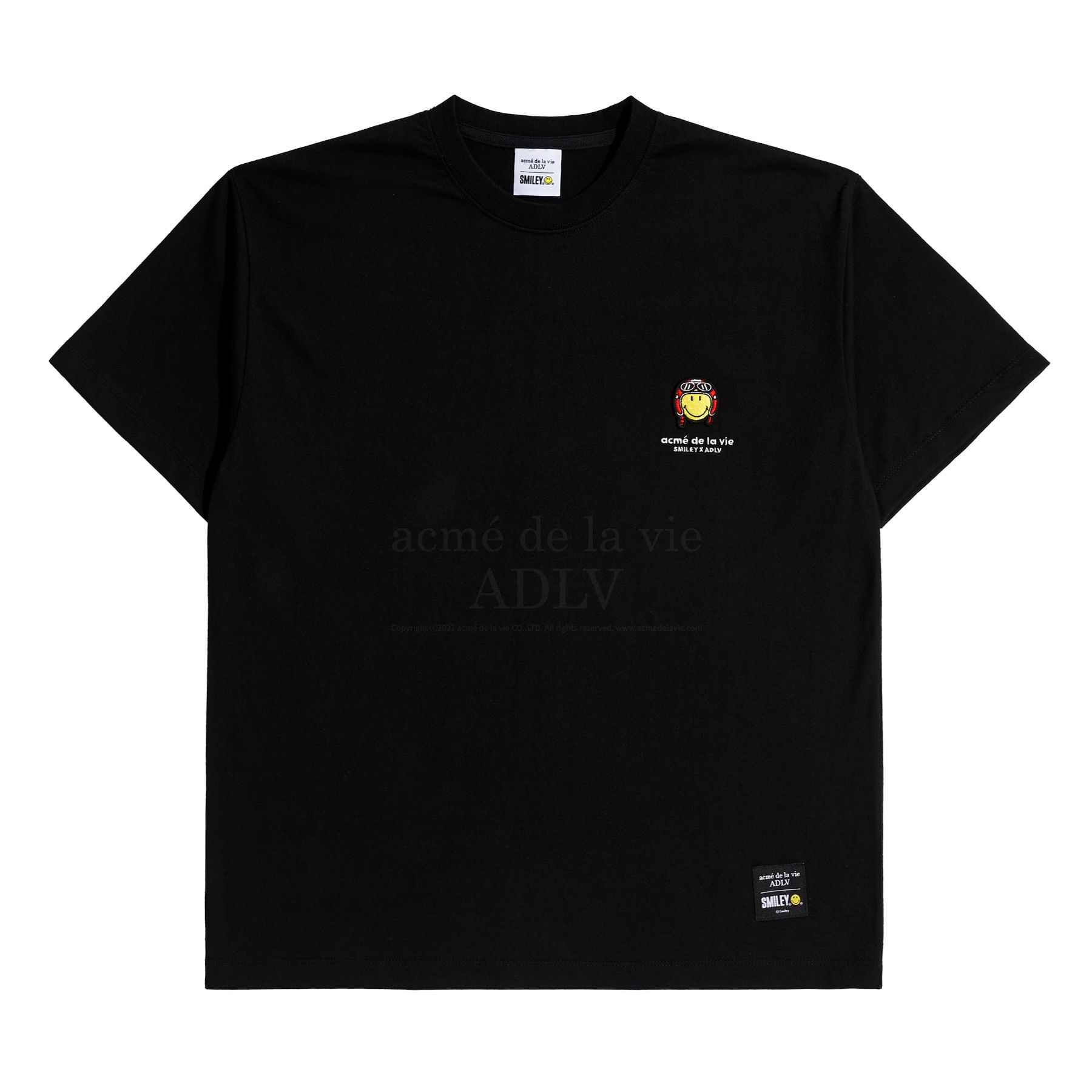  Áo thun - Acmé de la vie - BIKER SMILEY WAPPEN SHORT SLEEVE T-SHIRT BLACK 