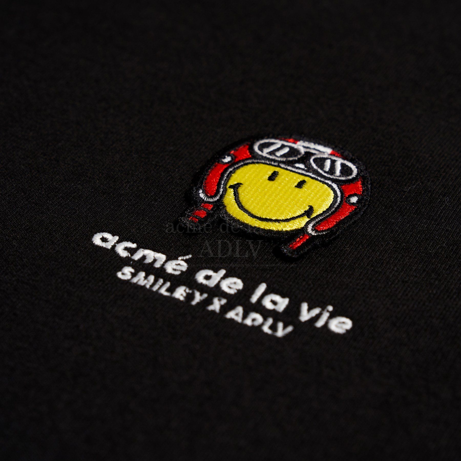  Áo thun - Acmé de la vie - BIKER SMILEY WAPPEN SHORT SLEEVE T-SHIRT BLACK 