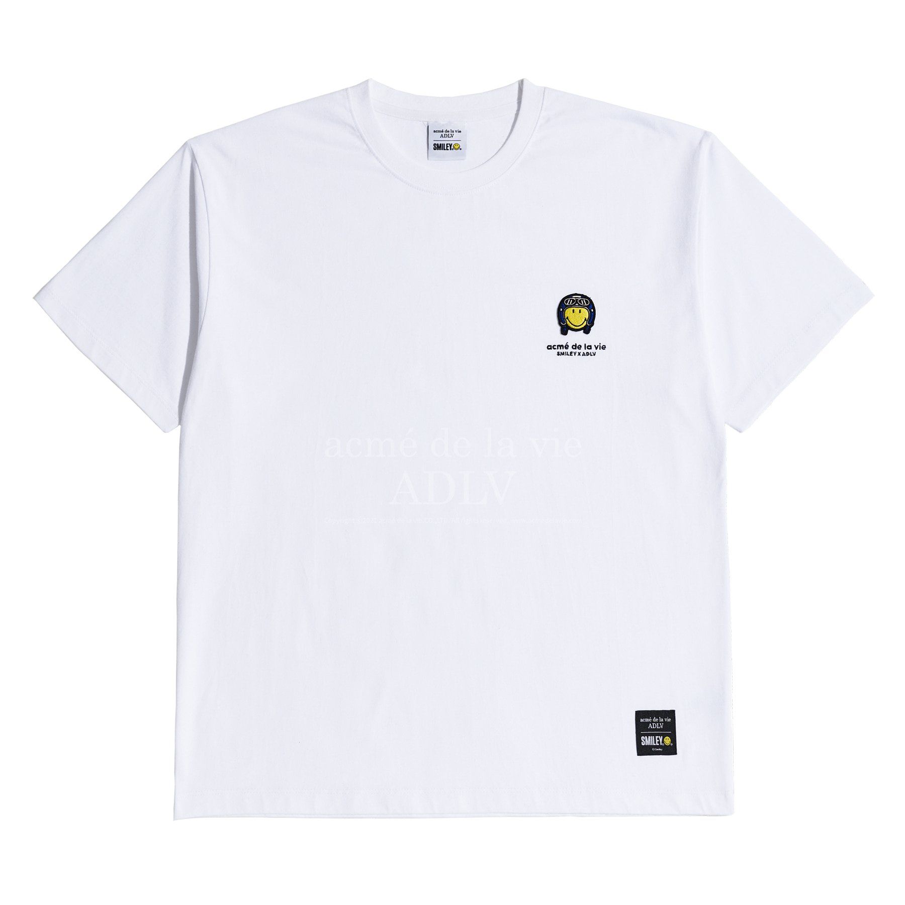  Áo thun - Acmé de la vie - BIKER SMILEY WAPPEN SHORT SLEEVE T-SHIRT WHITE 