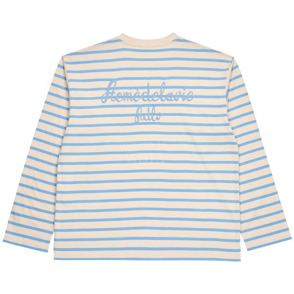  Áo Sweater Acmé de la vie - SCRIPT LOGO STRIPE LONG SLEEVE T- SHIRT IVORY 