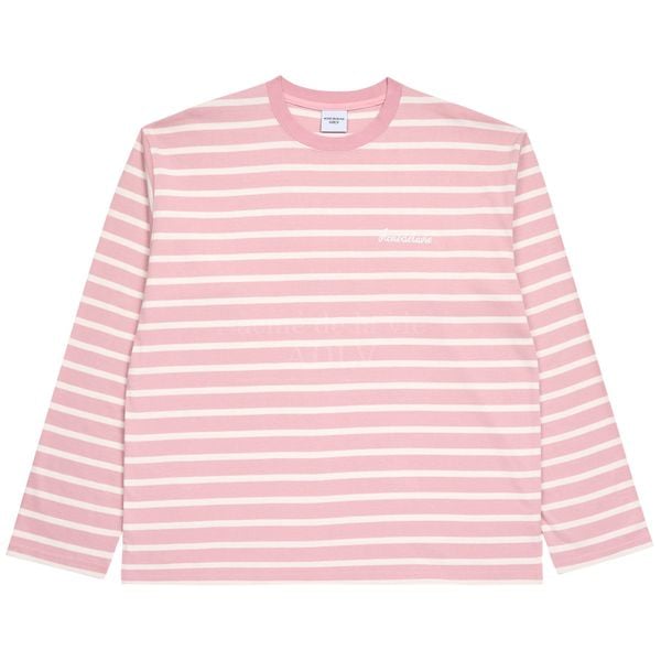  Áo Sweater Acmé de la vie - SCRIPT LOGO STRIPE LONG SLEEVE T- SHIRT PINK 