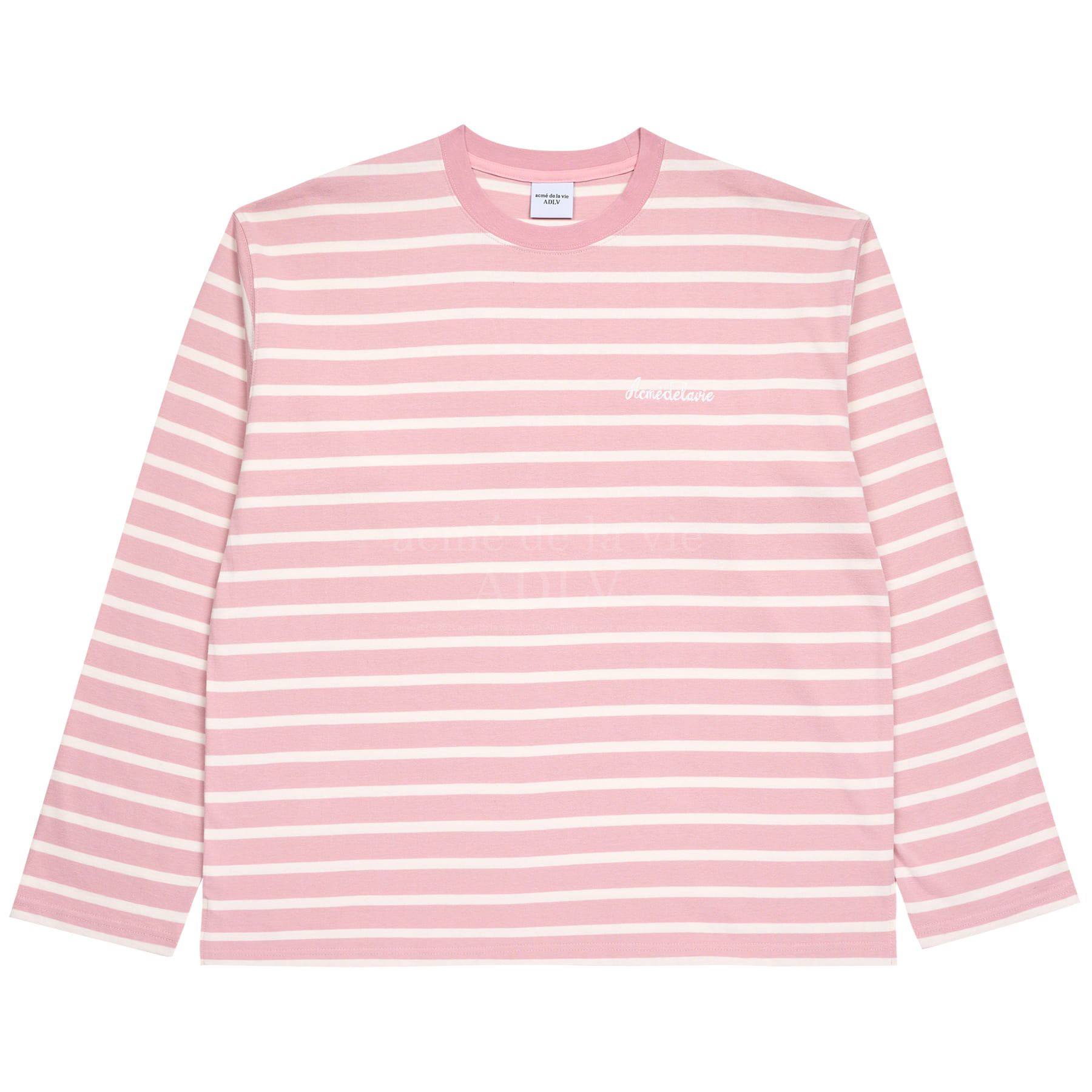  Áo Sweater Acmé de la vie - SCRIPT LOGO STRIPE LONG SLEEVE T- SHIRT PINK 