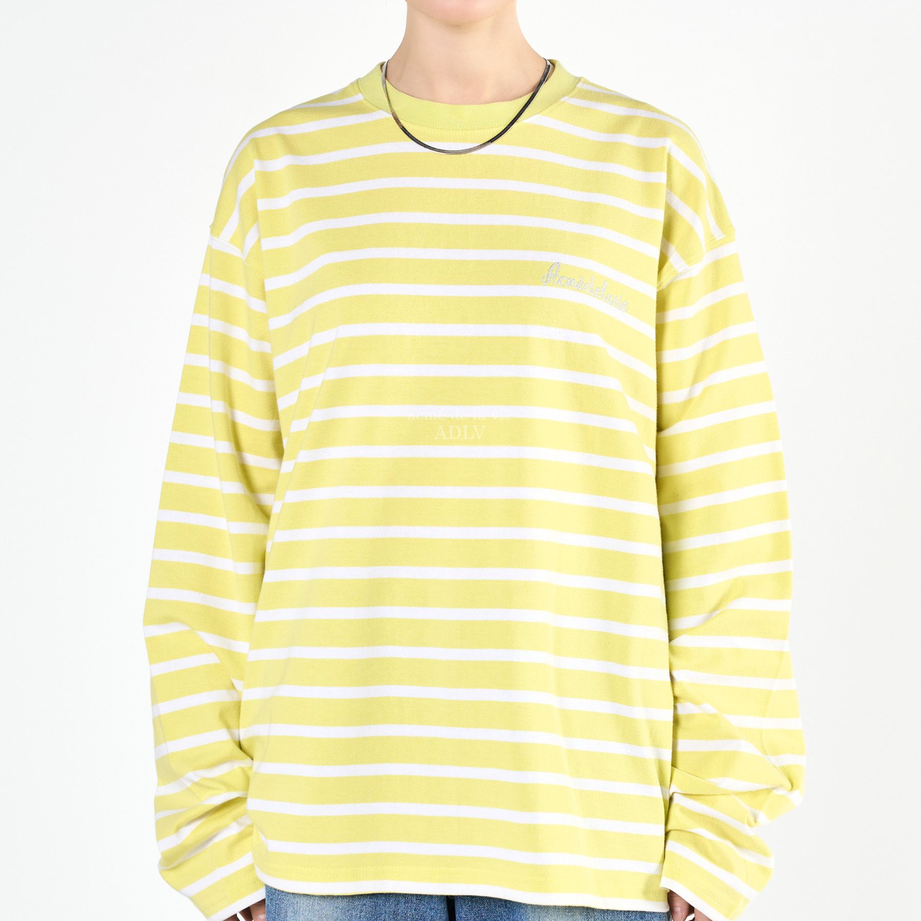  Áo Sweater Acmé de la vie - SCRIPT LOGO STRIPE LONG SLEEVE T- SHIRT YELLOW 