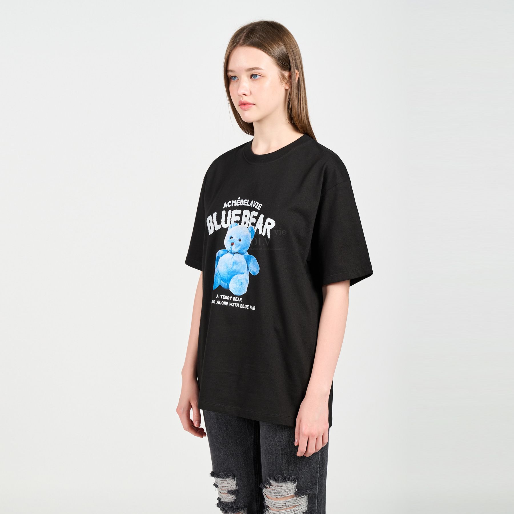  Áo thun - Acmé de la vie - BLUE TEDDY BEAR SHORT SLEEVE T-SHIRT BLACK 