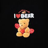  Áo thun - Acmé de la vie - I LOVE TEDDY BEAR SHORT SLEEVE T-SHIRT BLACK 