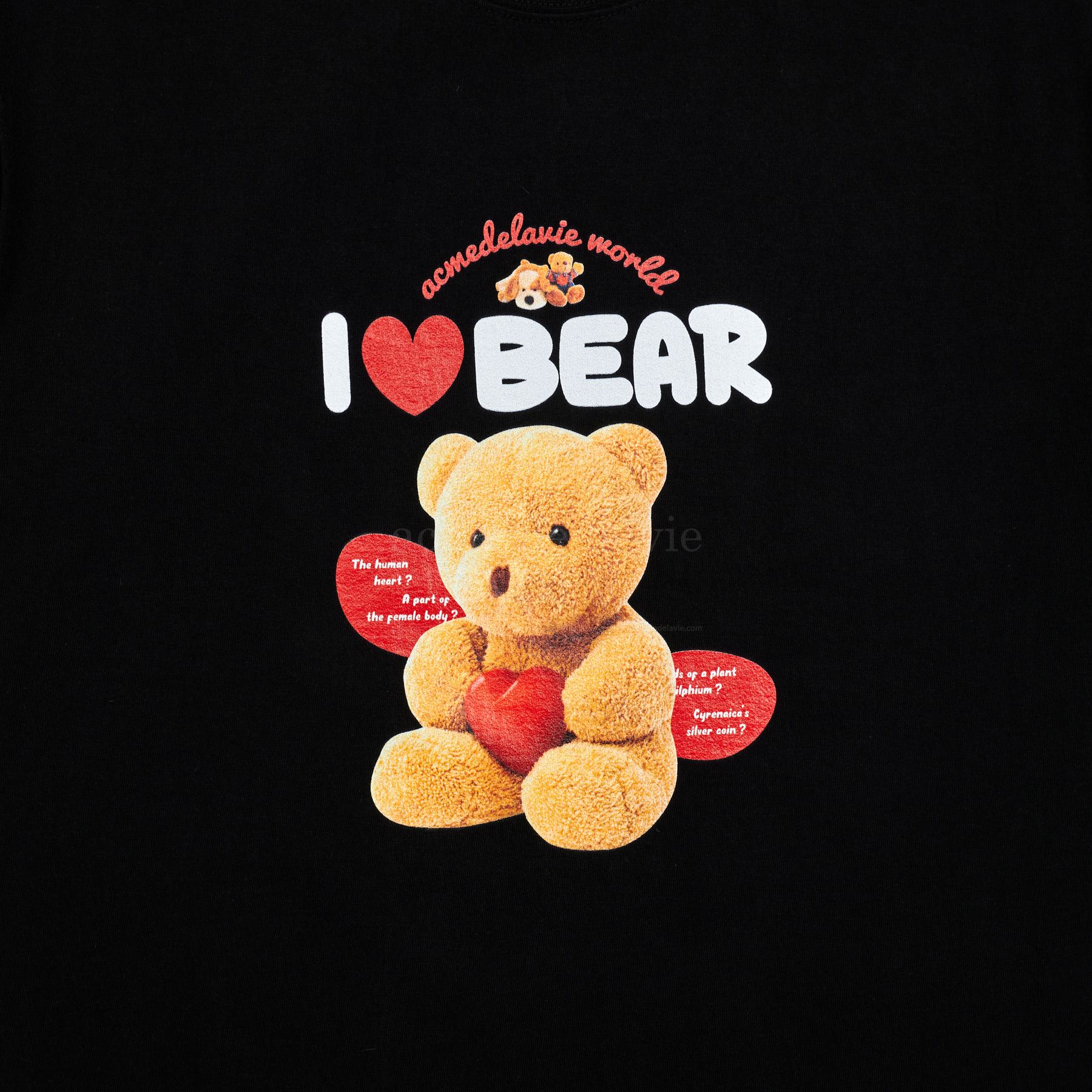  Áo thun - Acmé de la vie - I LOVE TEDDY BEAR SHORT SLEEVE T-SHIRT BLACK 