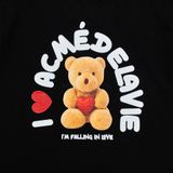  Áo thun - Acmé de la vie - I LOVE TEDDY BEAR SHORT SLEEVE T-SHIRT BLACK 