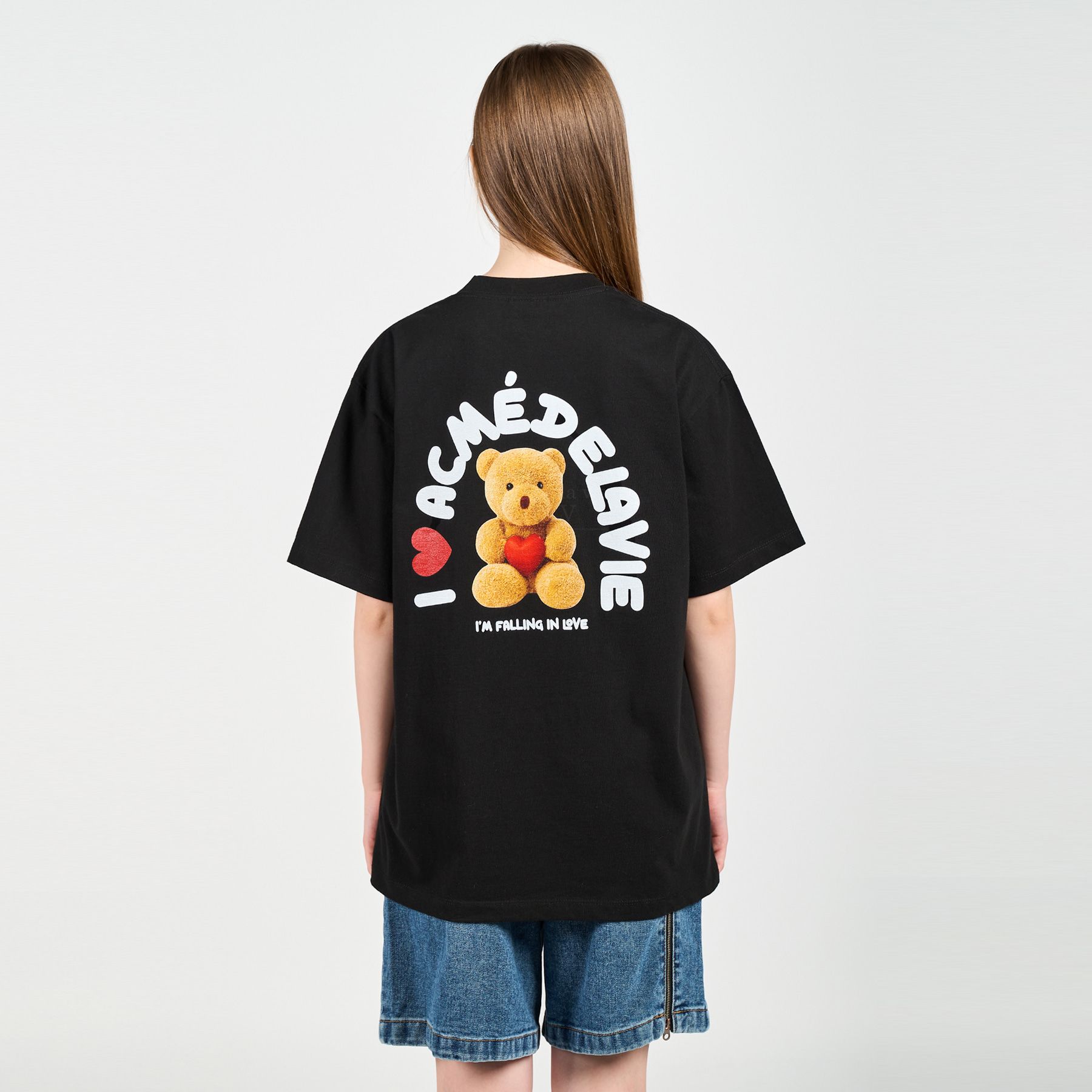  Áo thun - Acmé de la vie - I LOVE TEDDY BEAR SHORT SLEEVE T-SHIRT BLACK 