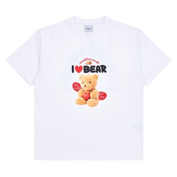  Áo thun - Acmé de la vie - I LOVE TEDDY BEAR SHORT SLEEVE T-SHIRT WHITE 