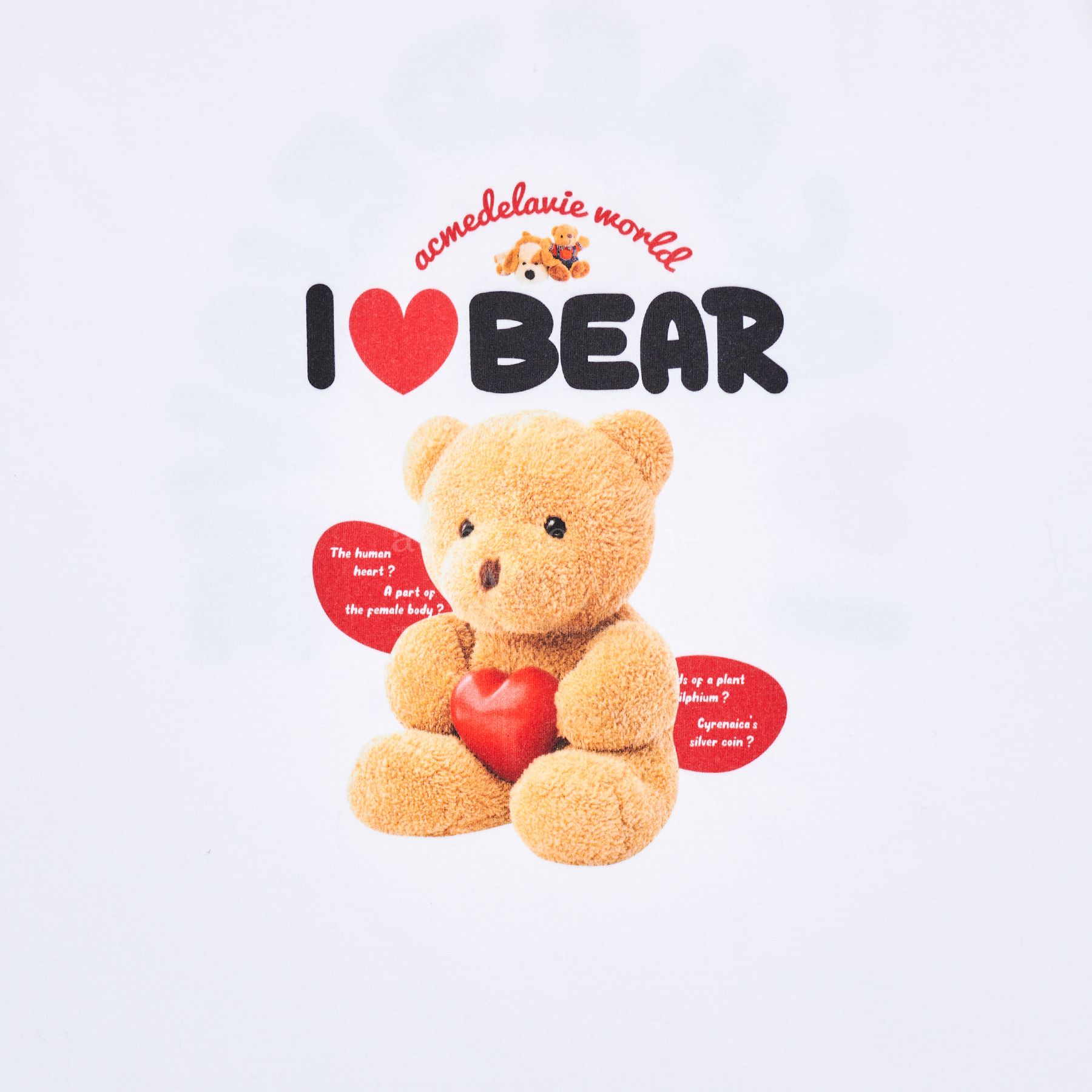  Áo thun - Acmé de la vie - I LOVE TEDDY BEAR SHORT SLEEVE T-SHIRT WHITE 