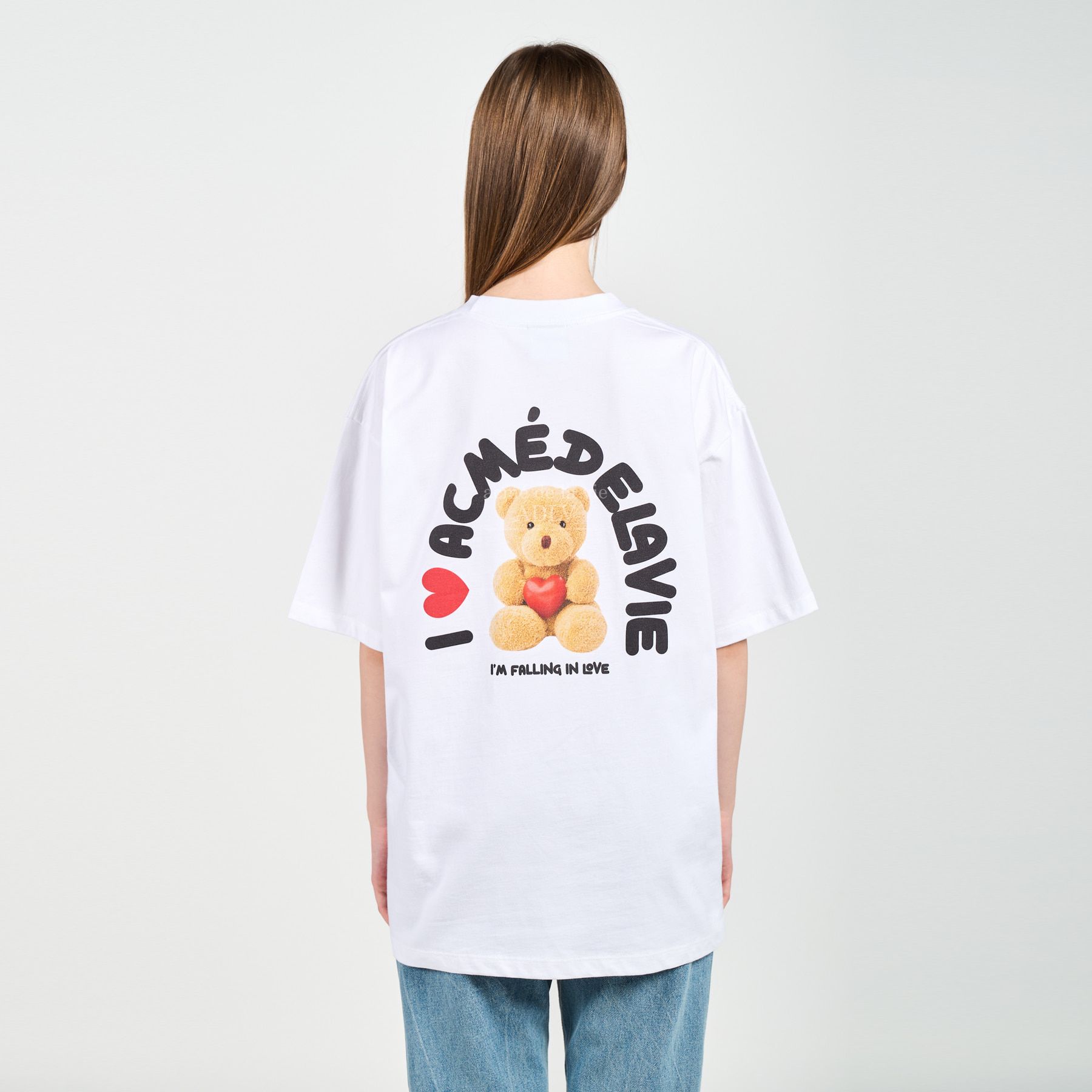  Áo thun - Acmé de la vie - I LOVE TEDDY BEAR SHORT SLEEVE T-SHIRT WHITE 