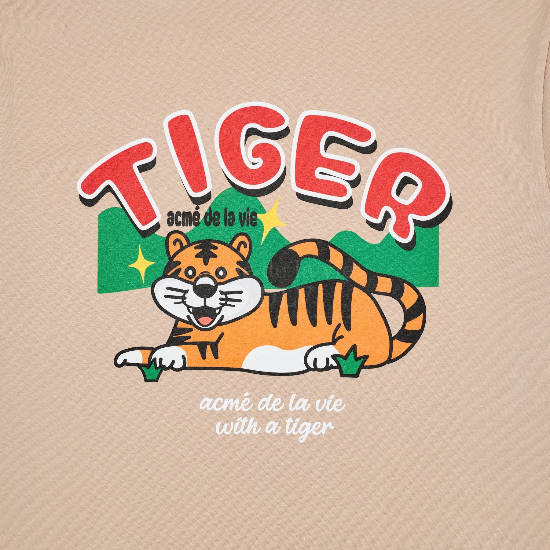  Áo thun - Acmé de la vie - MOUNTAIN TIGER SHORT SLEEVE T-SHIRT BEIGE 