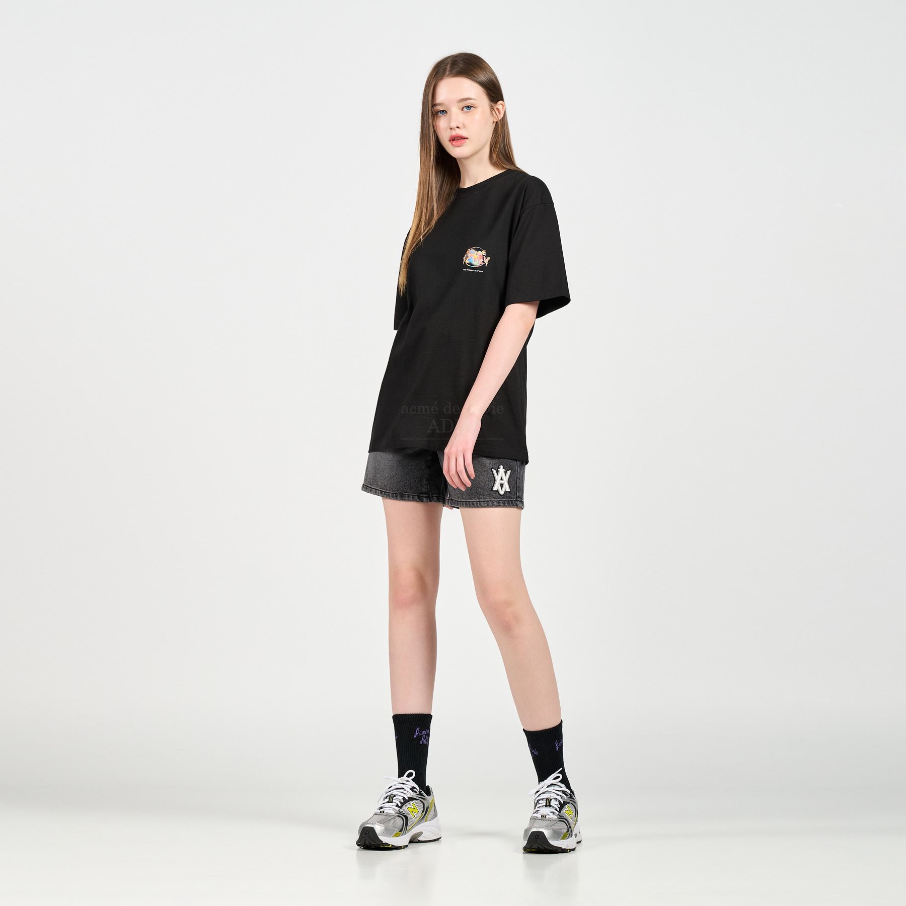  Áo thun - Acmé de la vie - GRADATION CRAYON LOGO SHORT SLEEVE T-SHIRT BLACK 