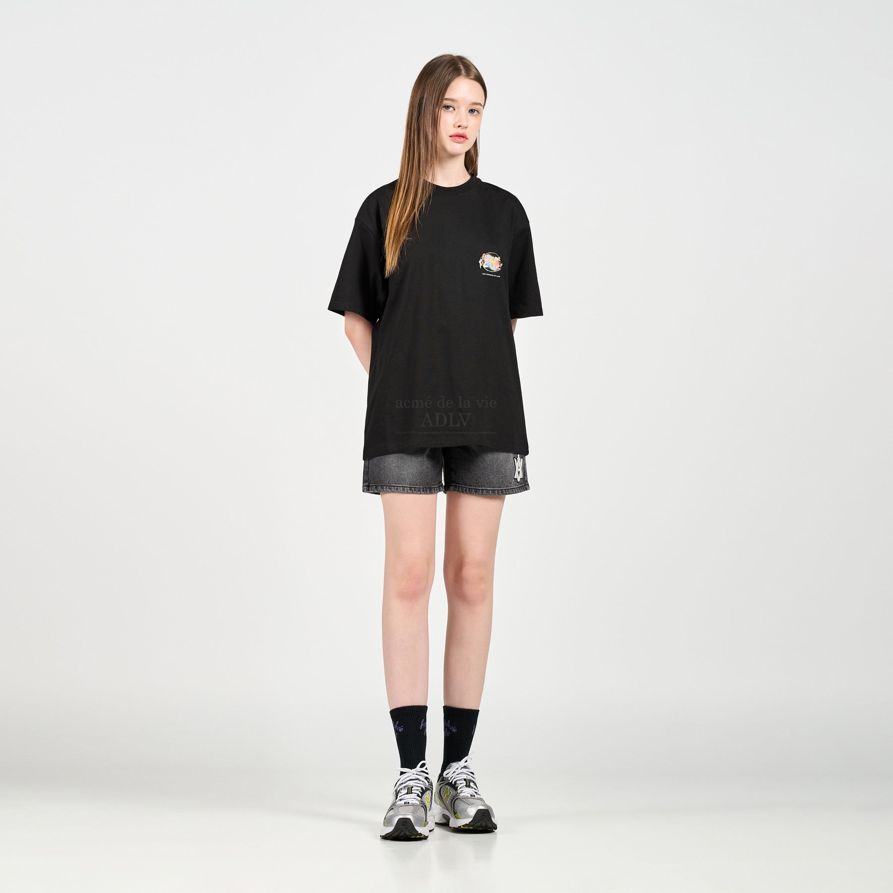  Áo thun - Acmé de la vie - GRADATION CRAYON LOGO SHORT SLEEVE T-SHIRT BLACK 