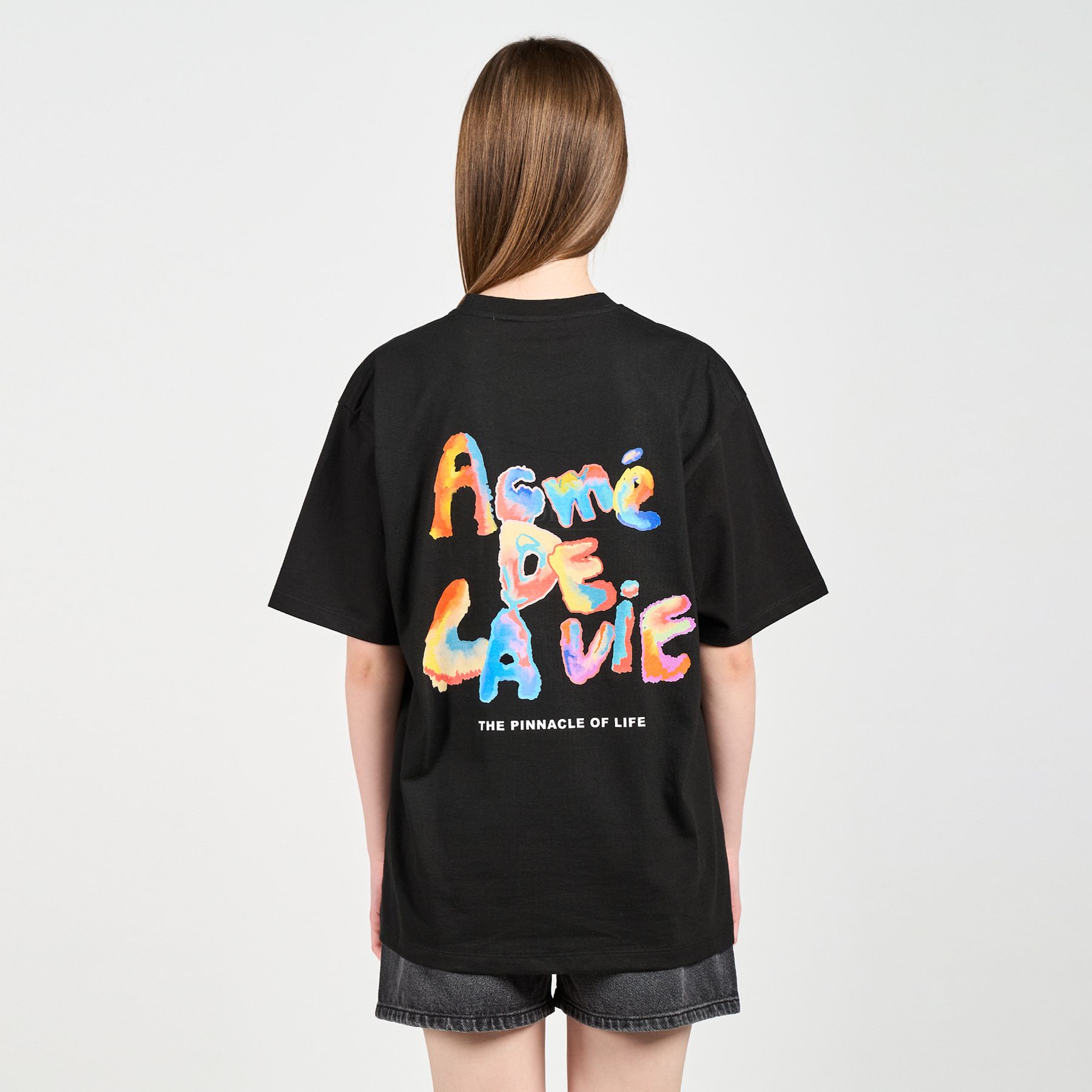  Áo thun - Acmé de la vie - GRADATION CRAYON LOGO SHORT SLEEVE T-SHIRT BLACK 