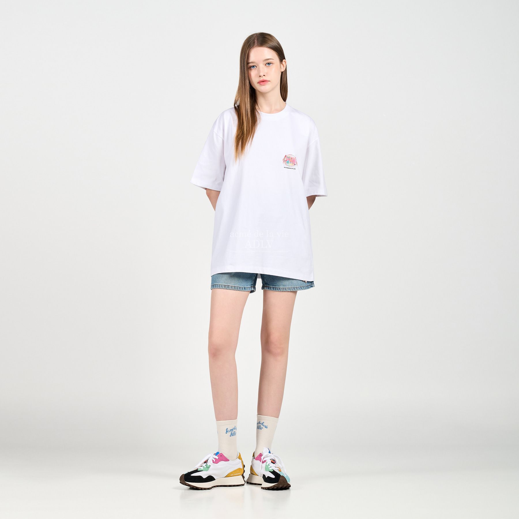  Áo thun - Acmé de la vie - GRADATION CRAYON LOGO SHORT SLEEVE T-SHIRT WHITE 