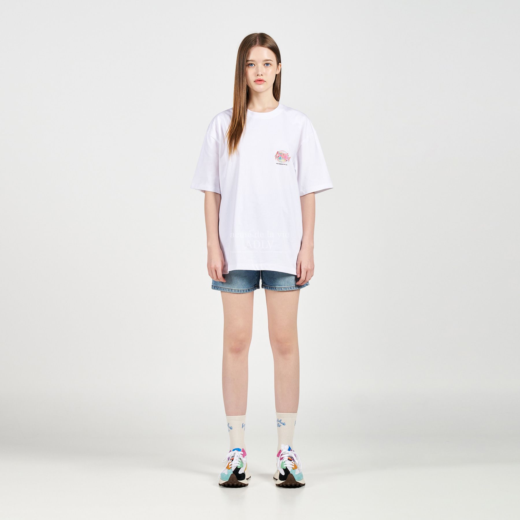  Áo thun - Acmé de la vie - GRADATION CRAYON LOGO SHORT SLEEVE T-SHIRT WHITE 