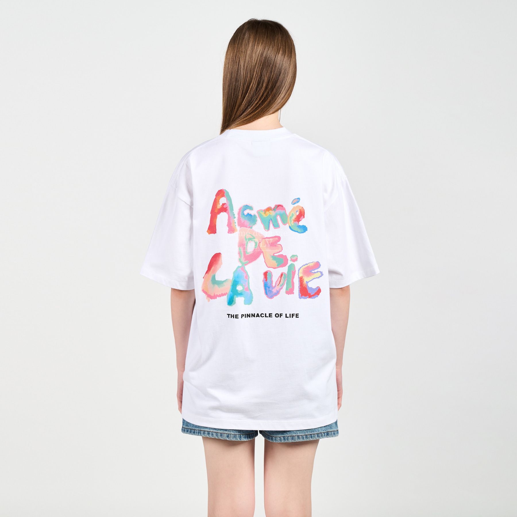  Áo thun - Acmé de la vie - GRADATION CRAYON LOGO SHORT SLEEVE T-SHIRT WHITE 