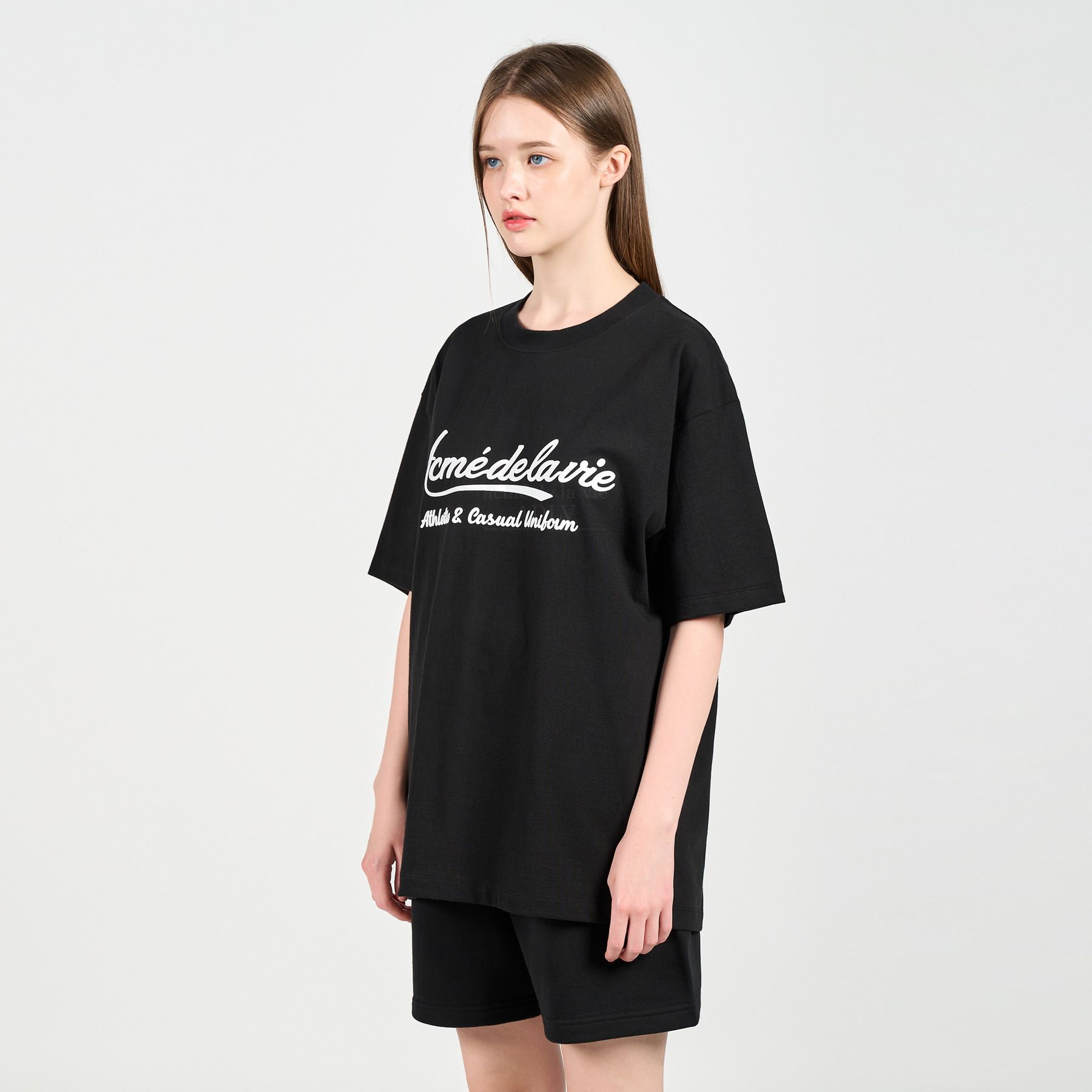  Áo thun - Acmé de la vie - GEL PRINTING LOGO SHORT SLEEVE T-SHIRT BLACK 