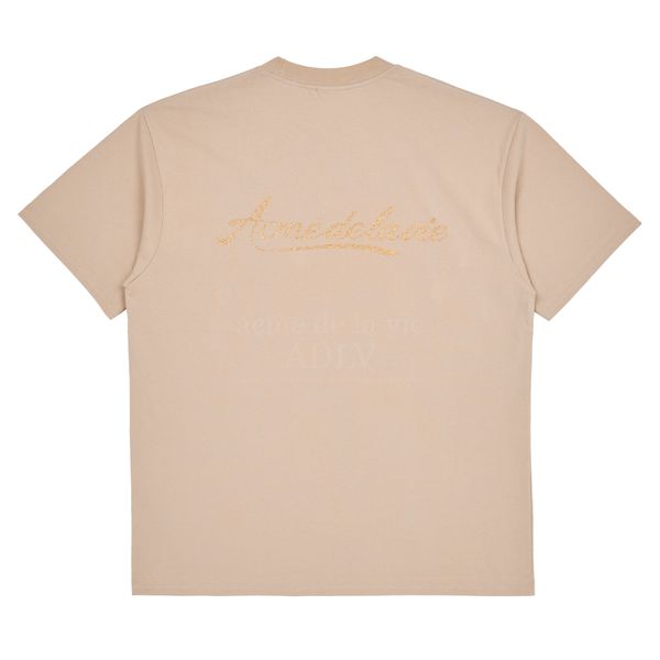  Áo thun - Acmé de la vie - PEARL PRINTING LOGO SHORT SLEEVE T-SHIRT BEIGE 