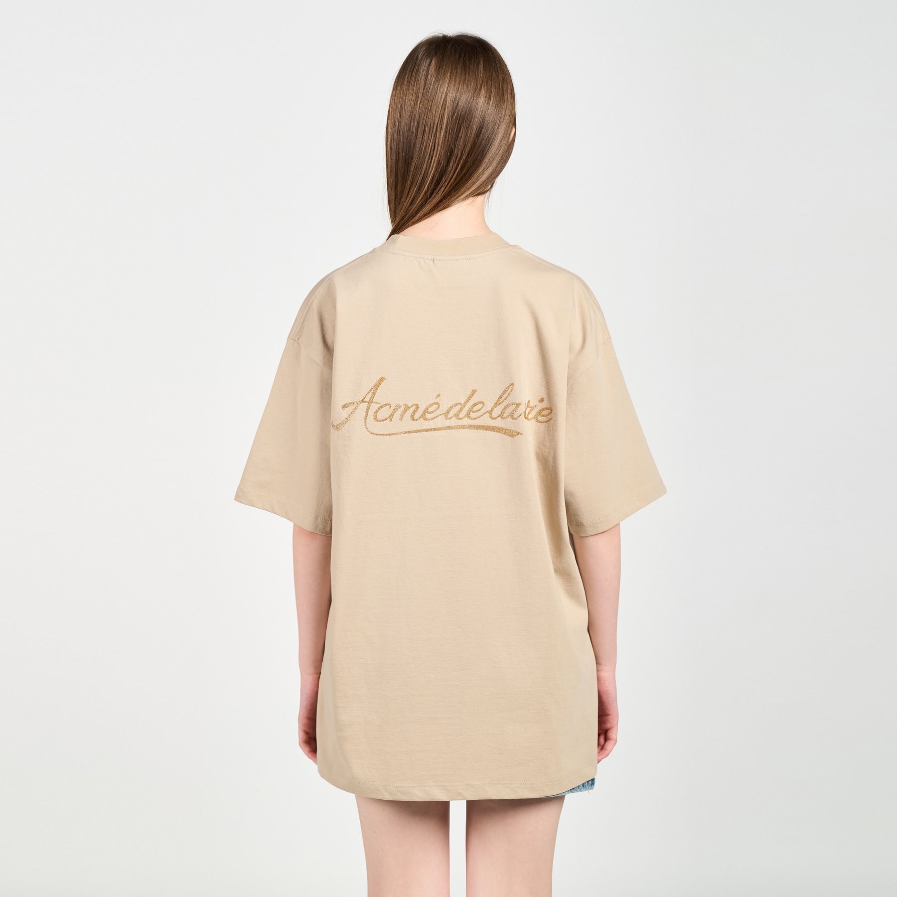  Áo thun - Acmé de la vie - PEARL PRINTING LOGO SHORT SLEEVE T-SHIRT BEIGE 