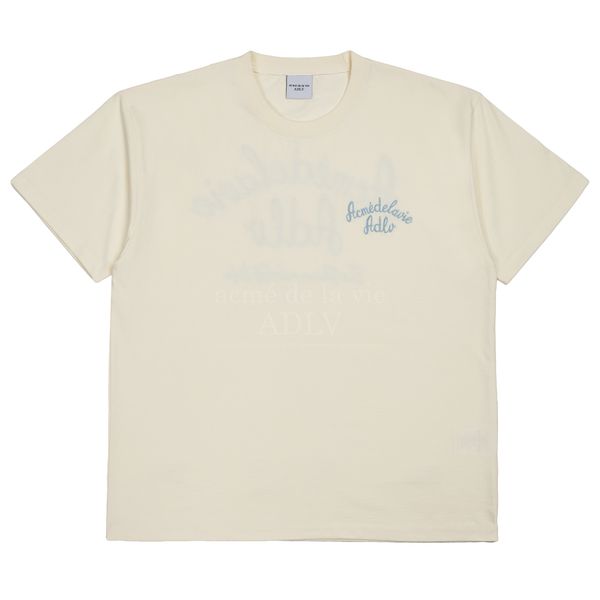  Áo thun - Acmé de la vie - SCRIPT LOGO EMBROIDERY SHORT SLEEVE T-SHIRT IVORY 