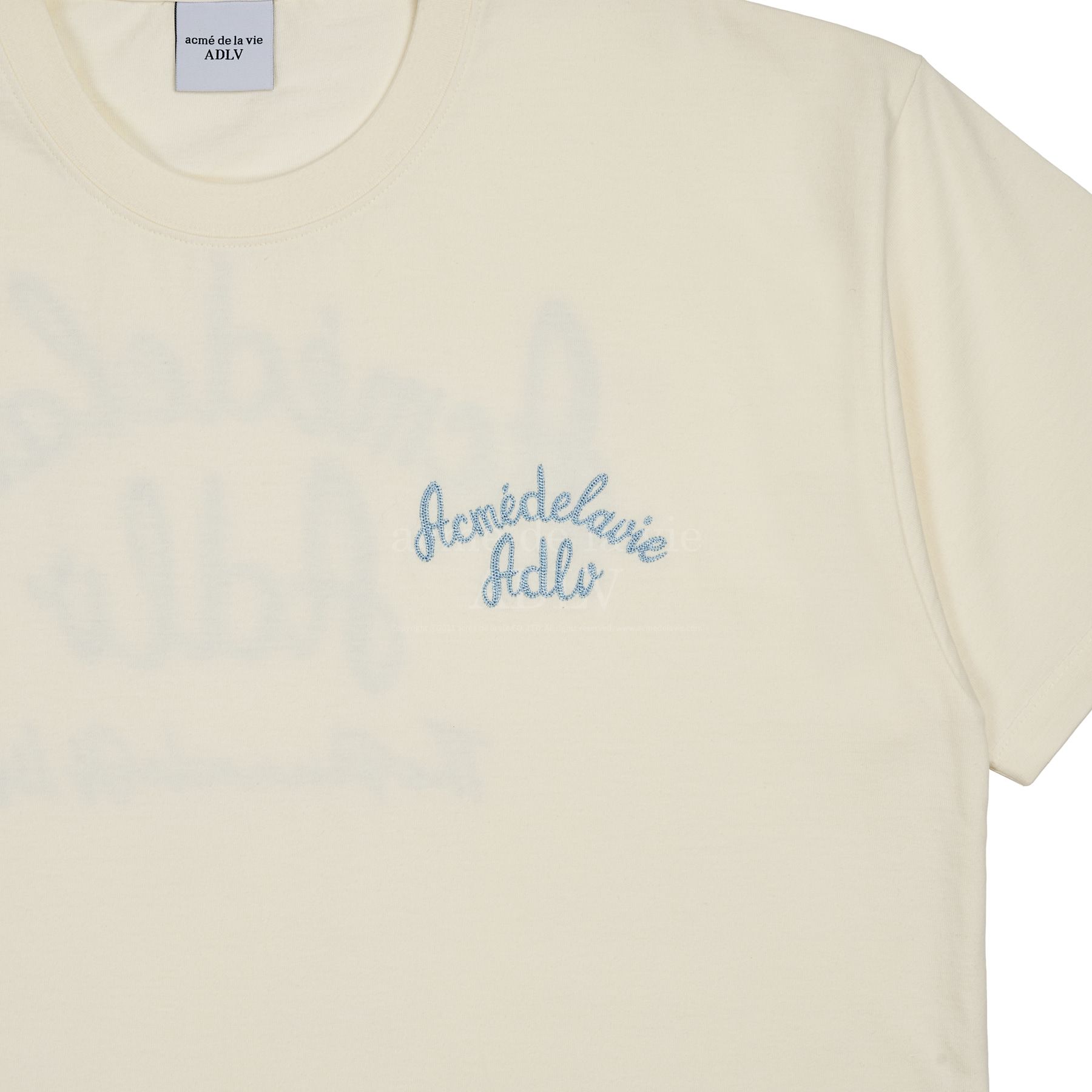  Áo thun - Acmé de la vie - SCRIPT LOGO EMBROIDERY SHORT SLEEVE T-SHIRT IVORY 