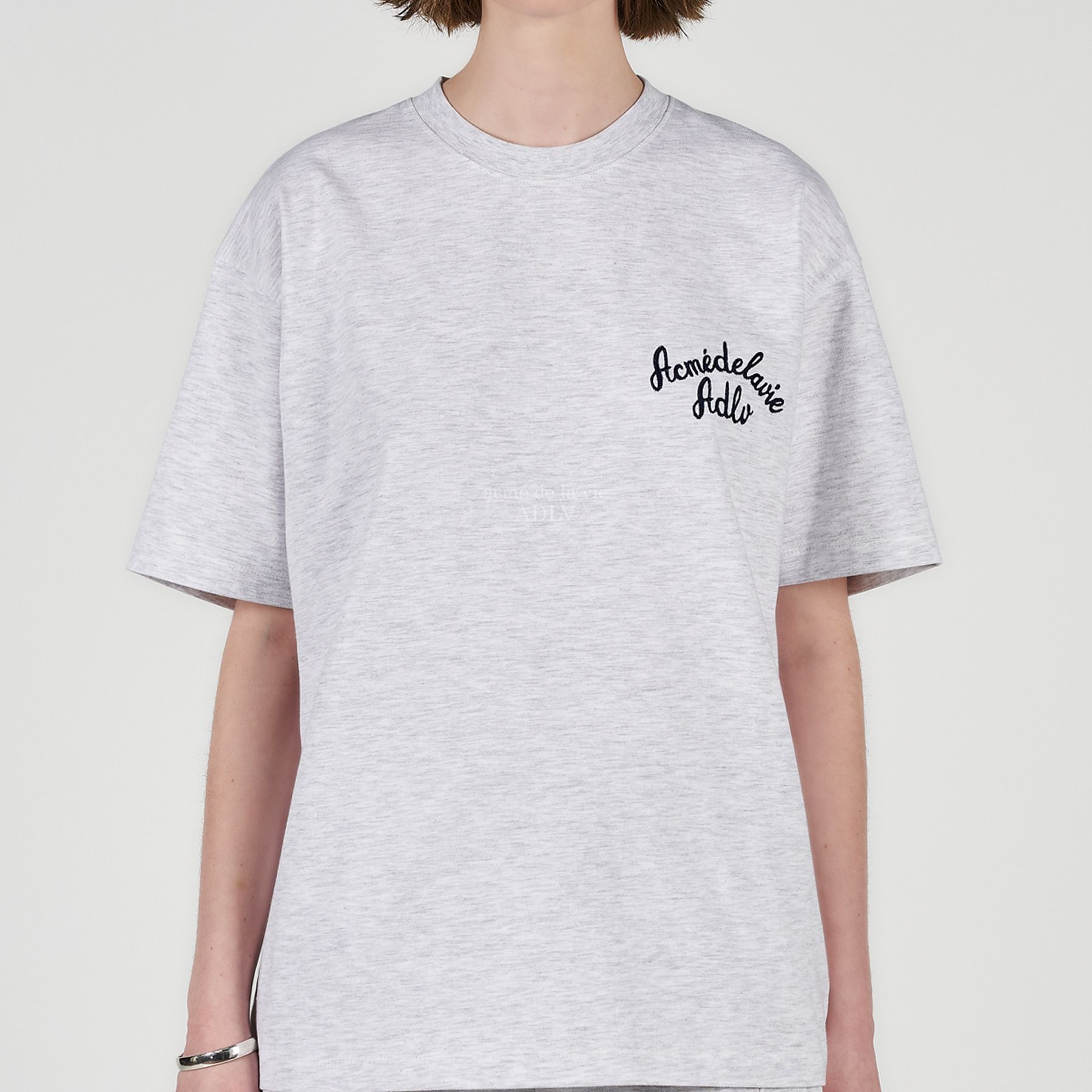  Áo thun - Acmé de la vie - SCRIPT LOGO EMBROIDERY SHORT SLEEVE T-SHIRT MELANGE 