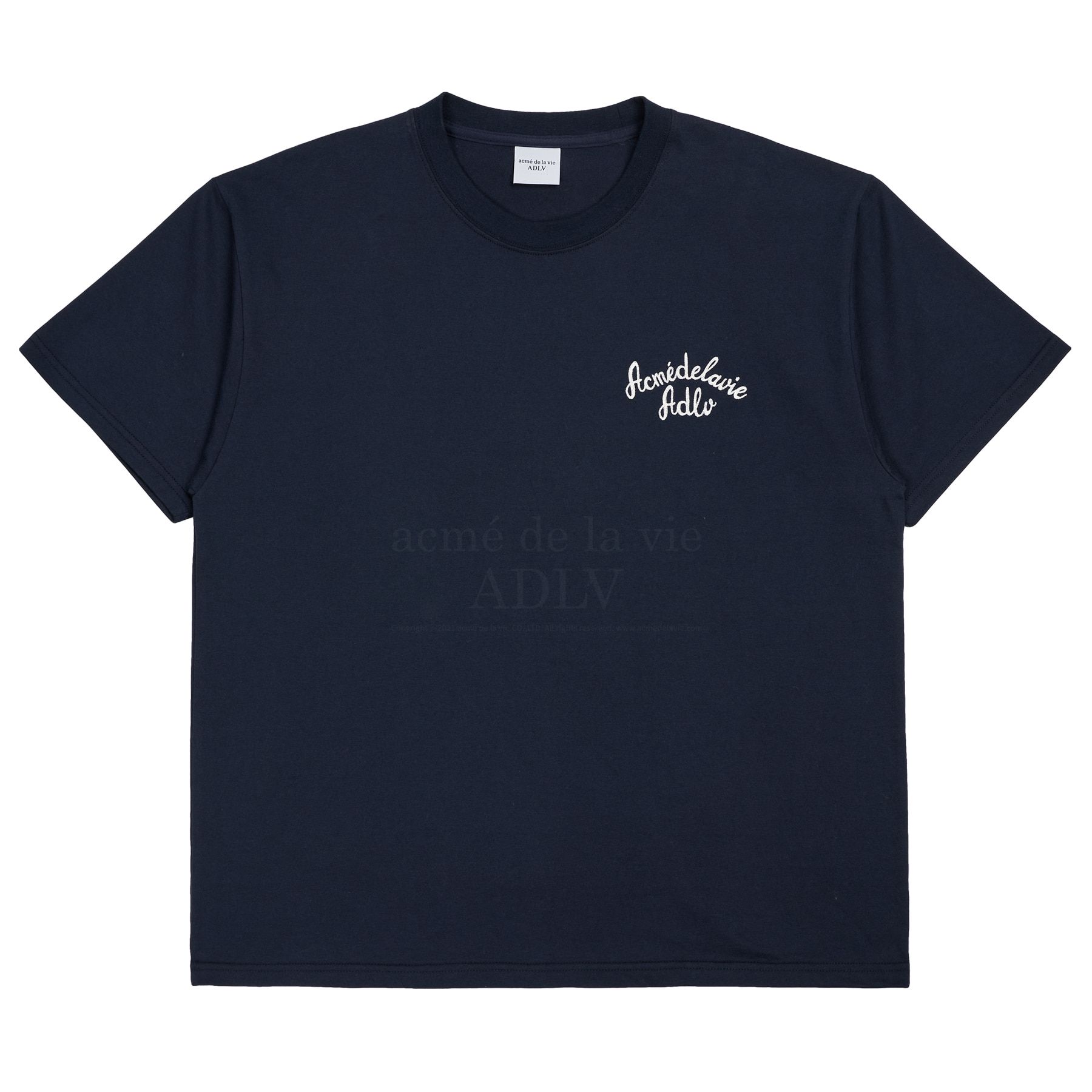  Áo thun - Acmé de la vie - SCRIPT LOGO EMBROIDERY SHORT SLEEVE T-SHIRT NAVY 