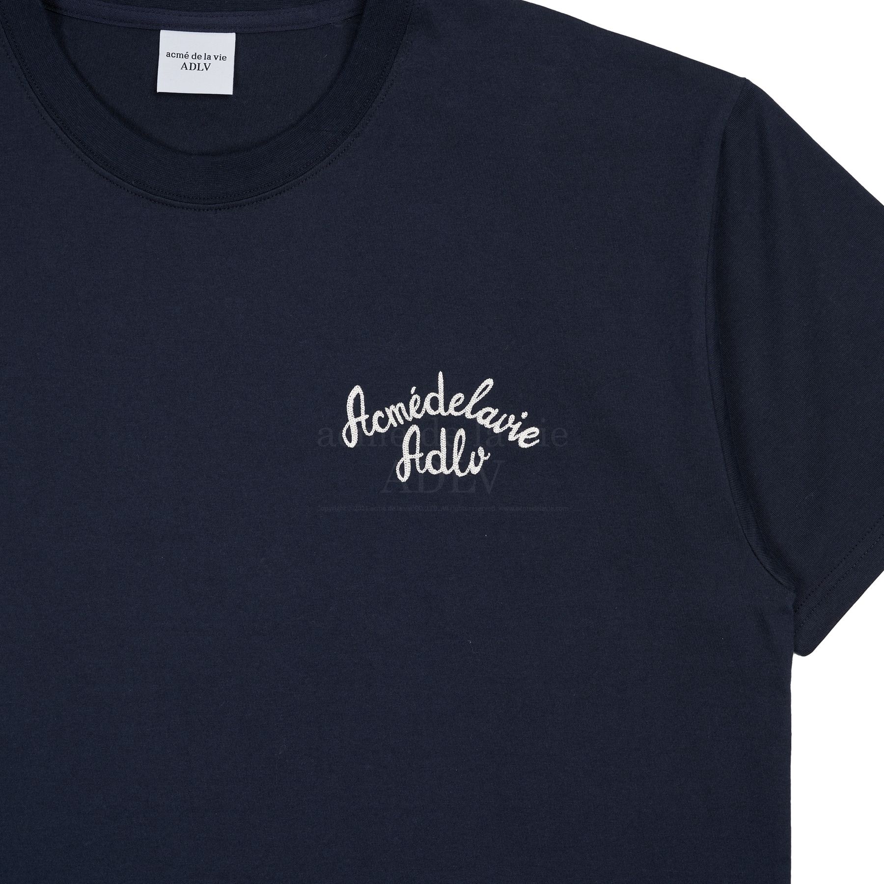  Áo thun - Acmé de la vie - SCRIPT LOGO EMBROIDERY SHORT SLEEVE T-SHIRT NAVY 