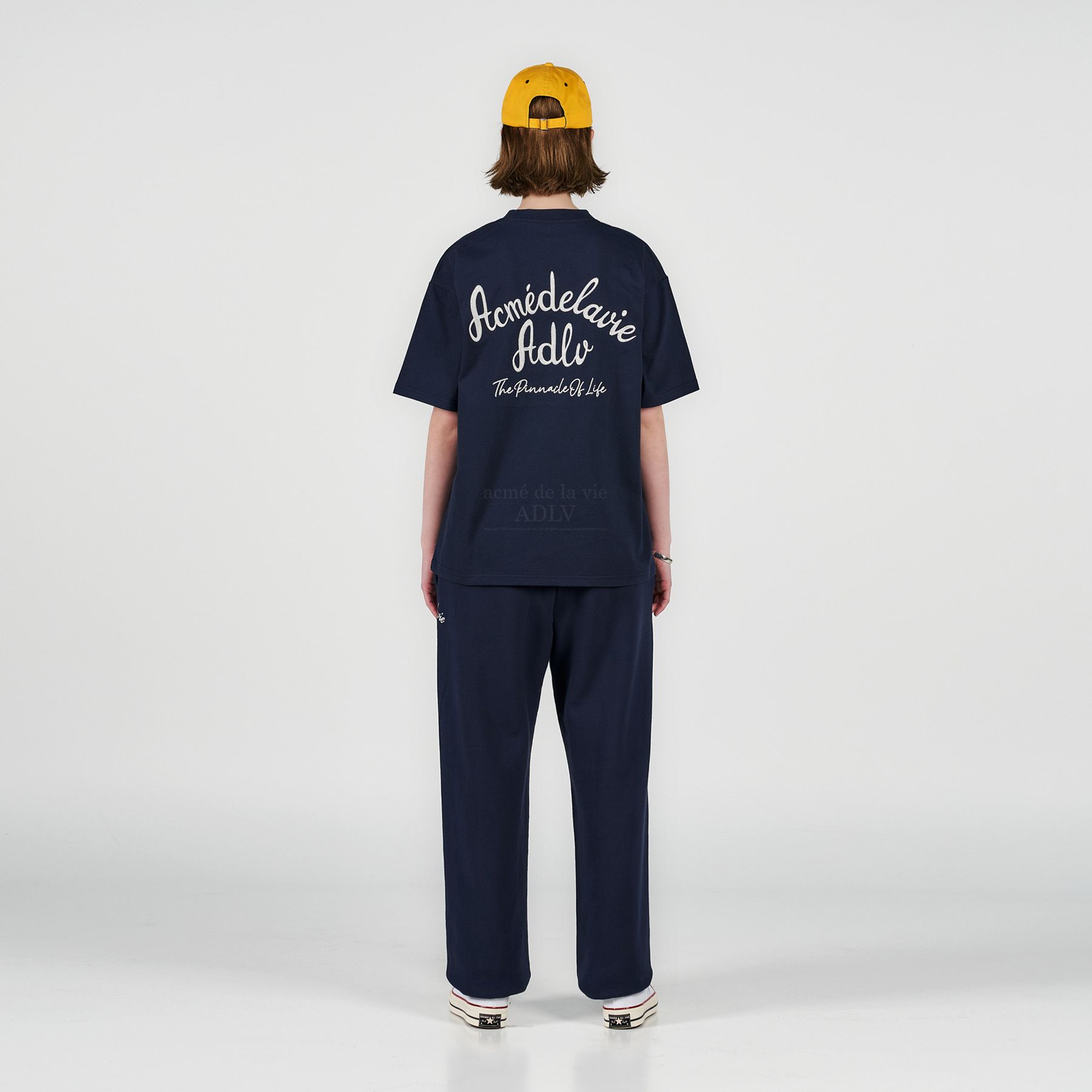  Áo thun - Acmé de la vie - SCRIPT LOGO EMBROIDERY SHORT SLEEVE T-SHIRT NAVY 