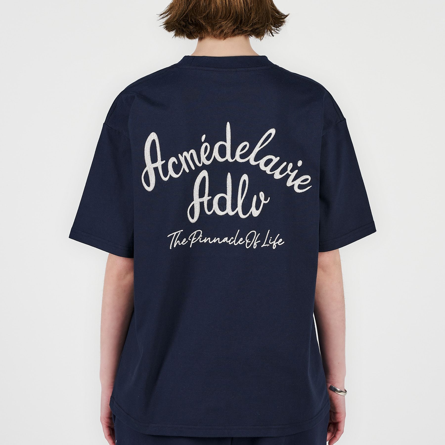  Áo thun - Acmé de la vie - SCRIPT LOGO EMBROIDERY SHORT SLEEVE T-SHIRT NAVY 